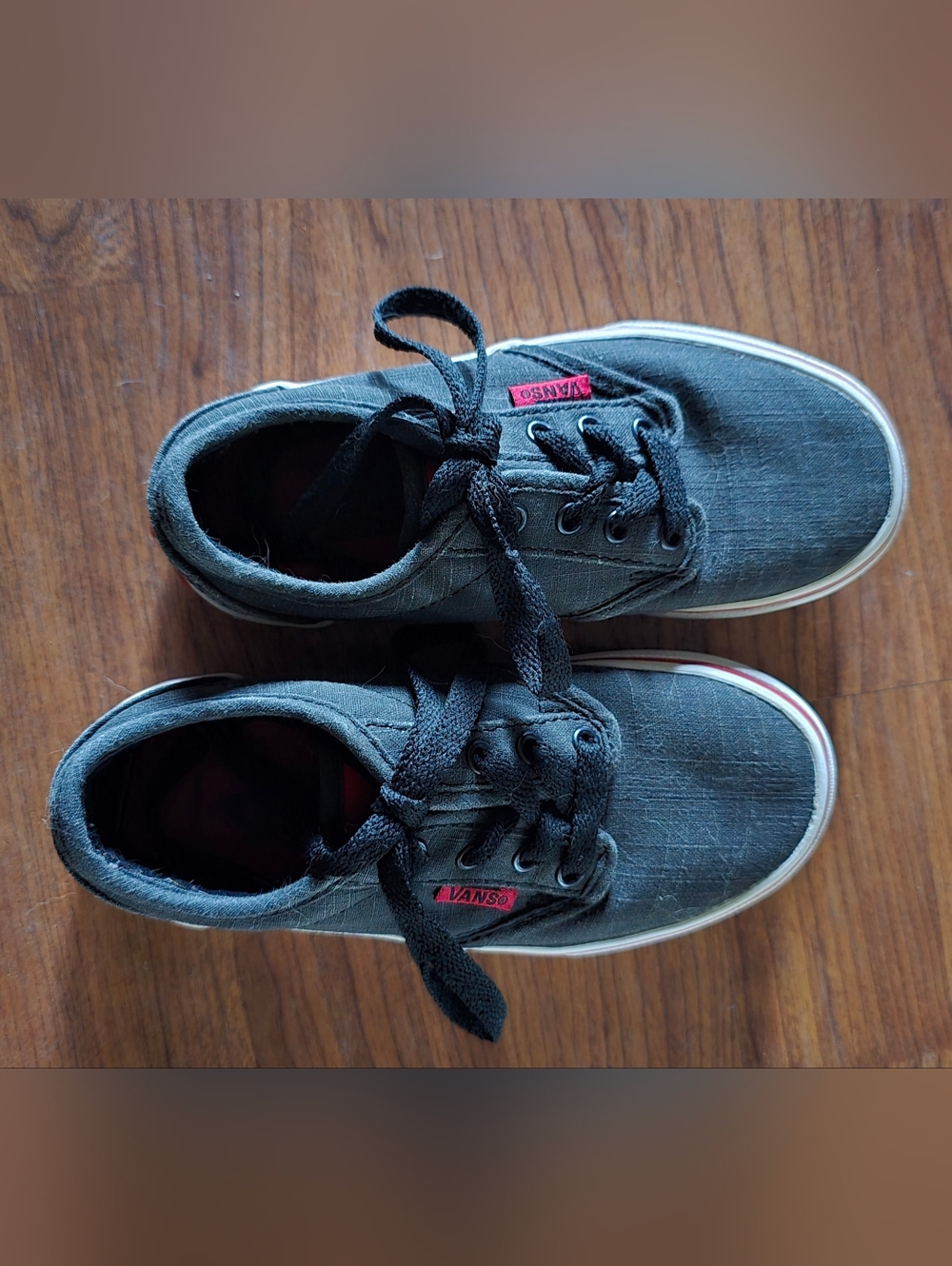 11 Vans Boys Charcoal GREY Canvas Sneakers Skate Shoes